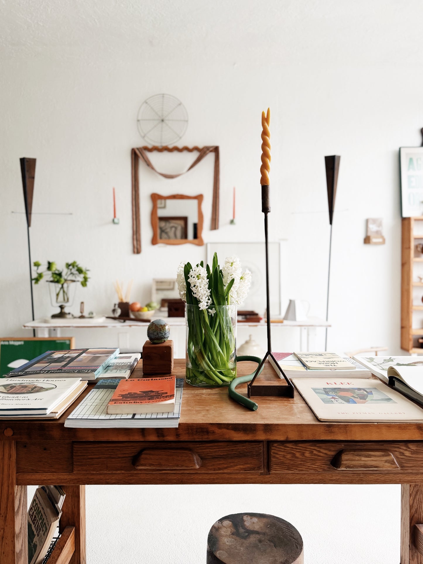 Tall Copper and Iron Candlestick