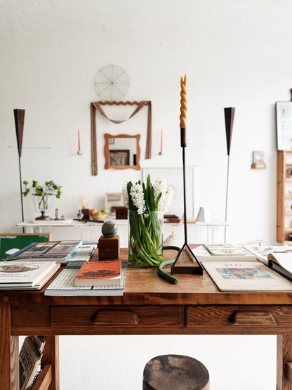 Tall Copper and Iron Candlestick