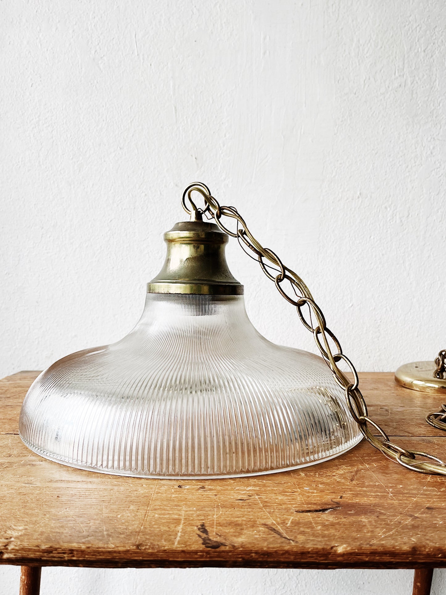 Vintage Reed Glass Pendant Lamp