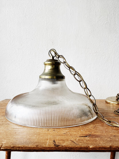 Vintage Reed Glass Pendant Lamp