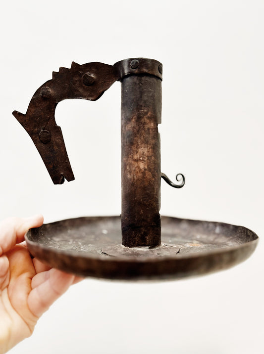 Folk Art Figural Chamber Candlestick