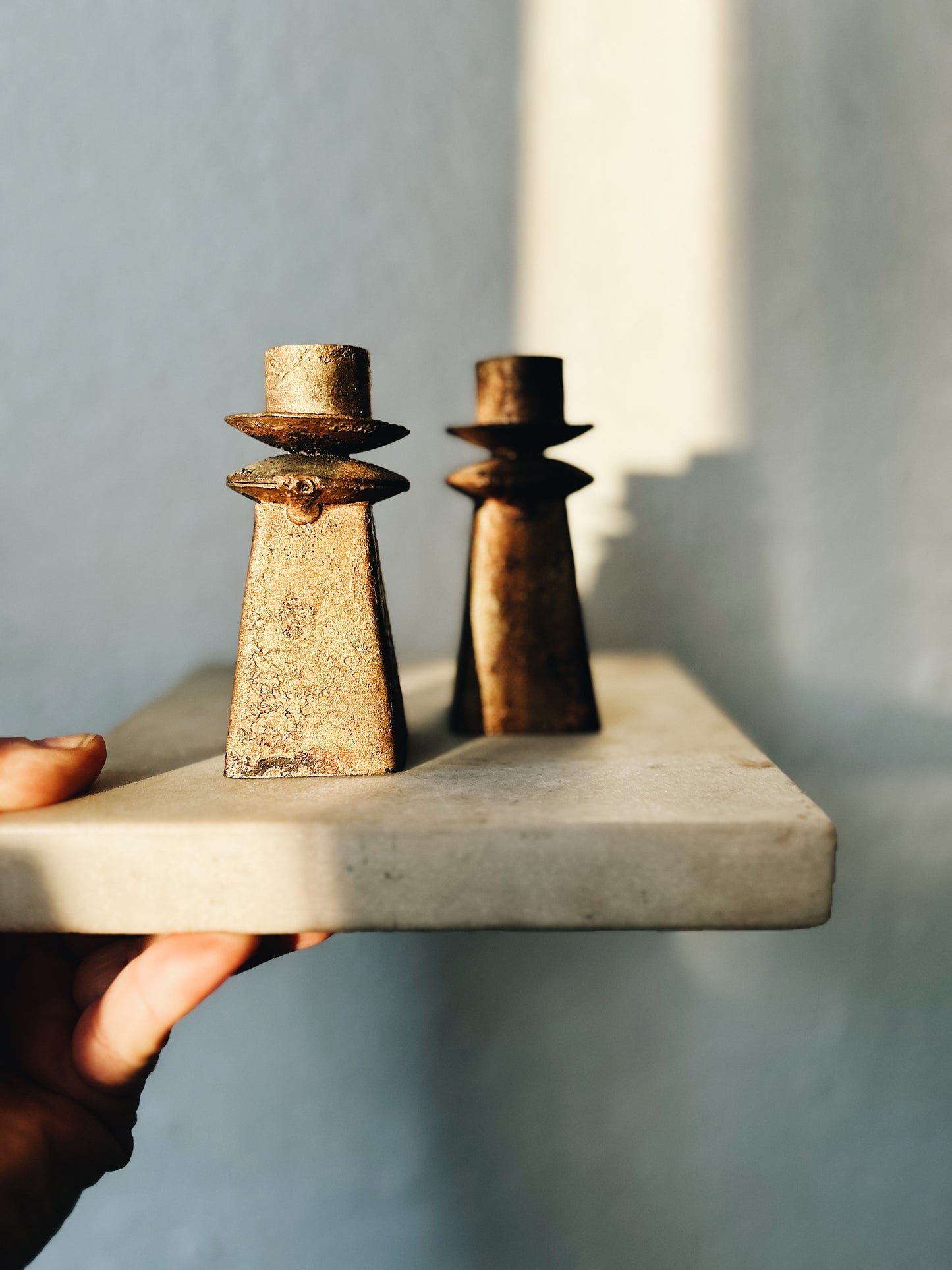 Pair of Mixed Metal Candle Holders