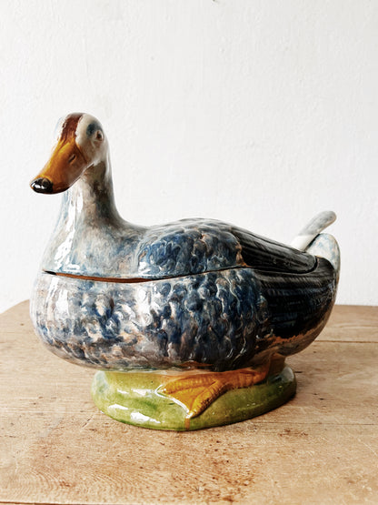 Mid Century Ceramic Duck Tureen Portugal