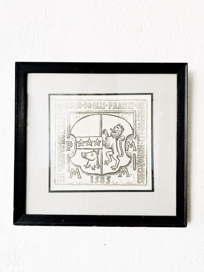 Antique Framed Wood Block Print
