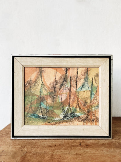 Vintage Abstract Encaustic Painting