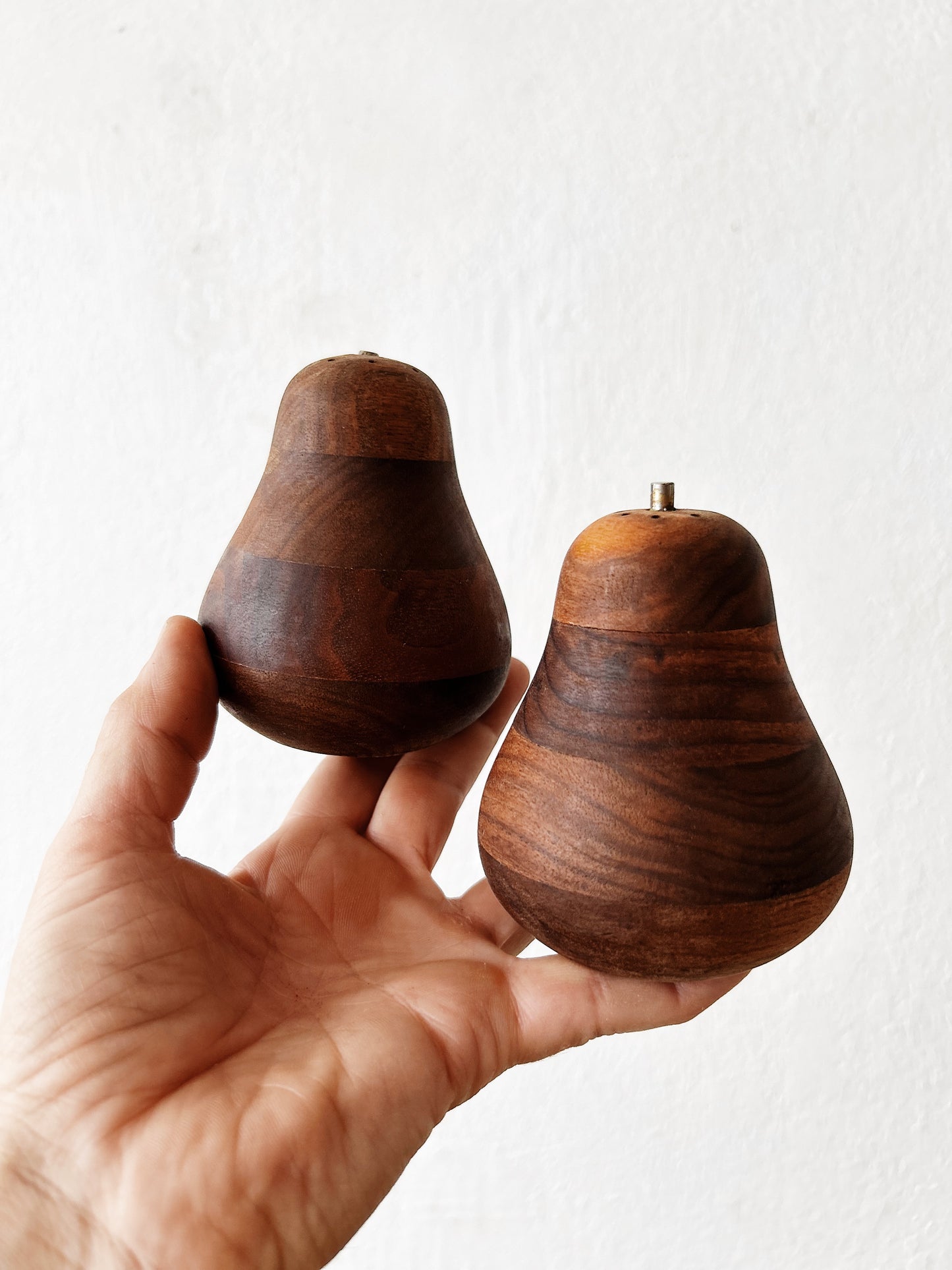 Vintage Pear Shaped Wood Shakers