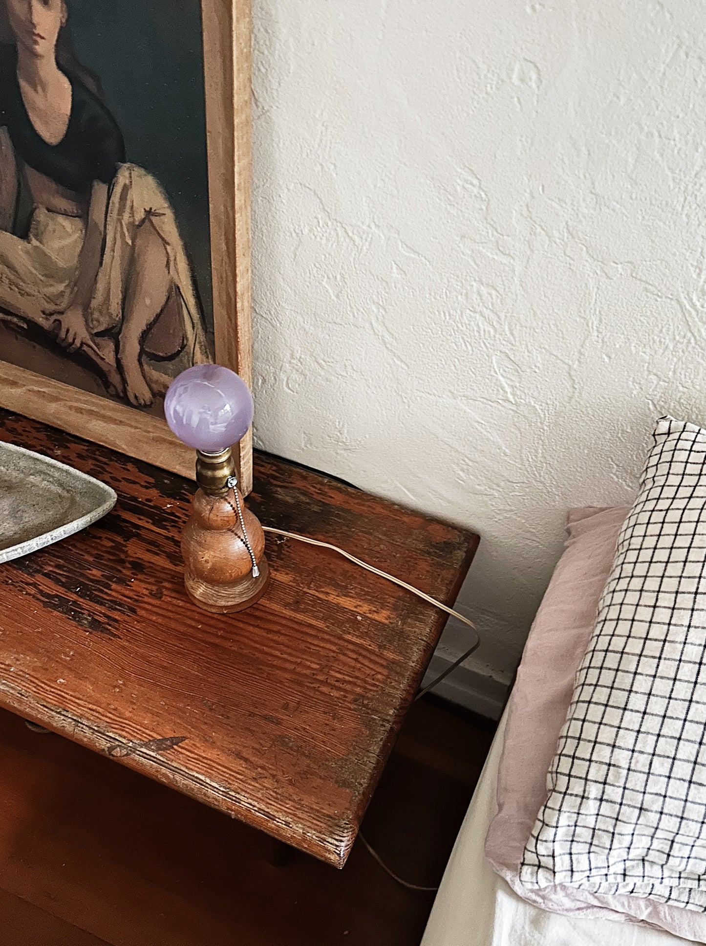 Antique Art Deco Wood Lamp