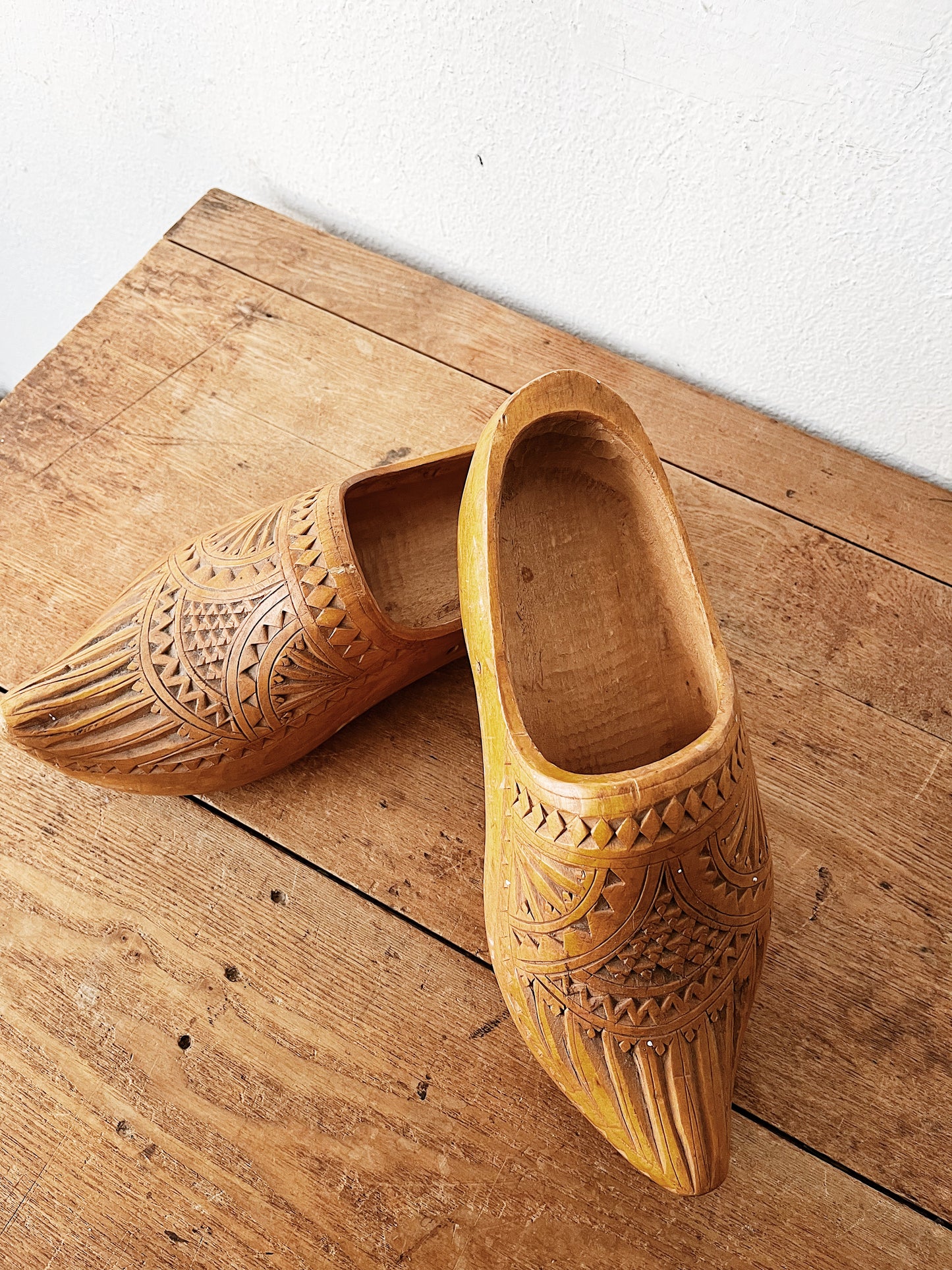 Vintage Carved Dutch Clogs for Filling