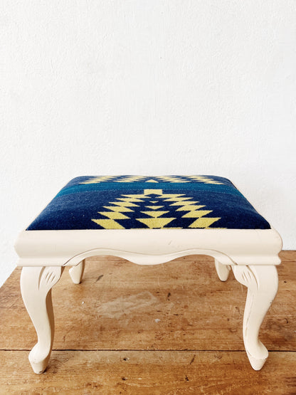 Vintage Wood and Wool Footstool