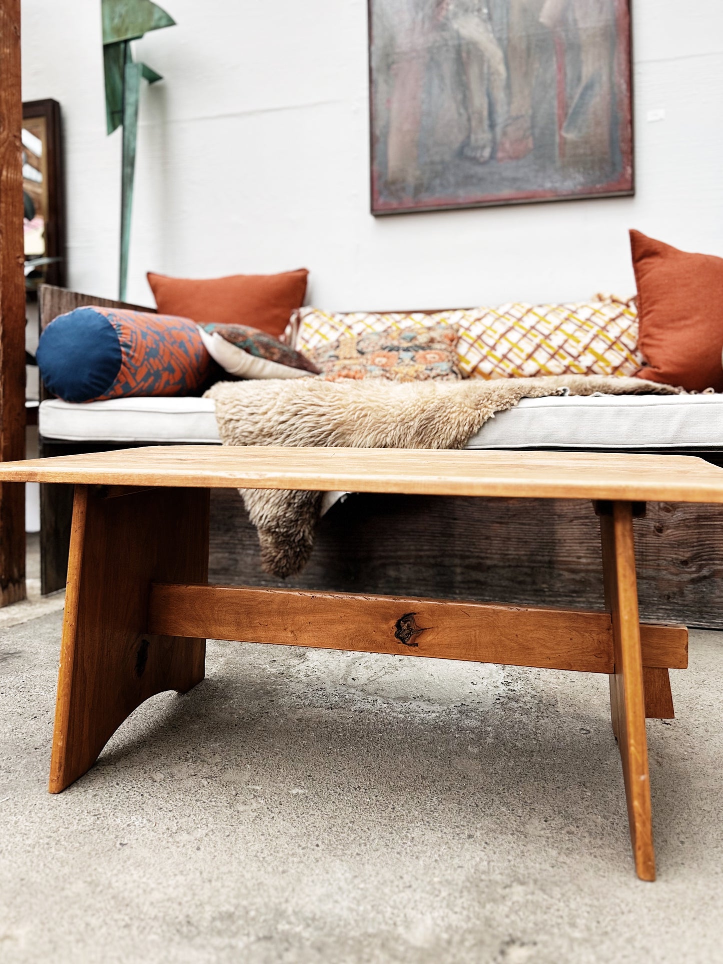 Mid Century Swedish Trestle Coffee Table