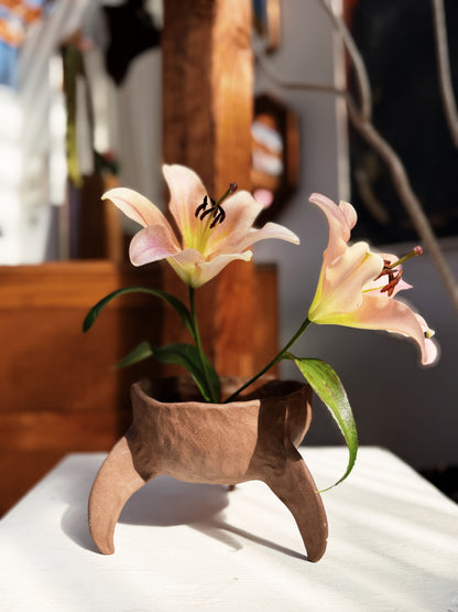 Handmade Red Clay Ikebana Vessel