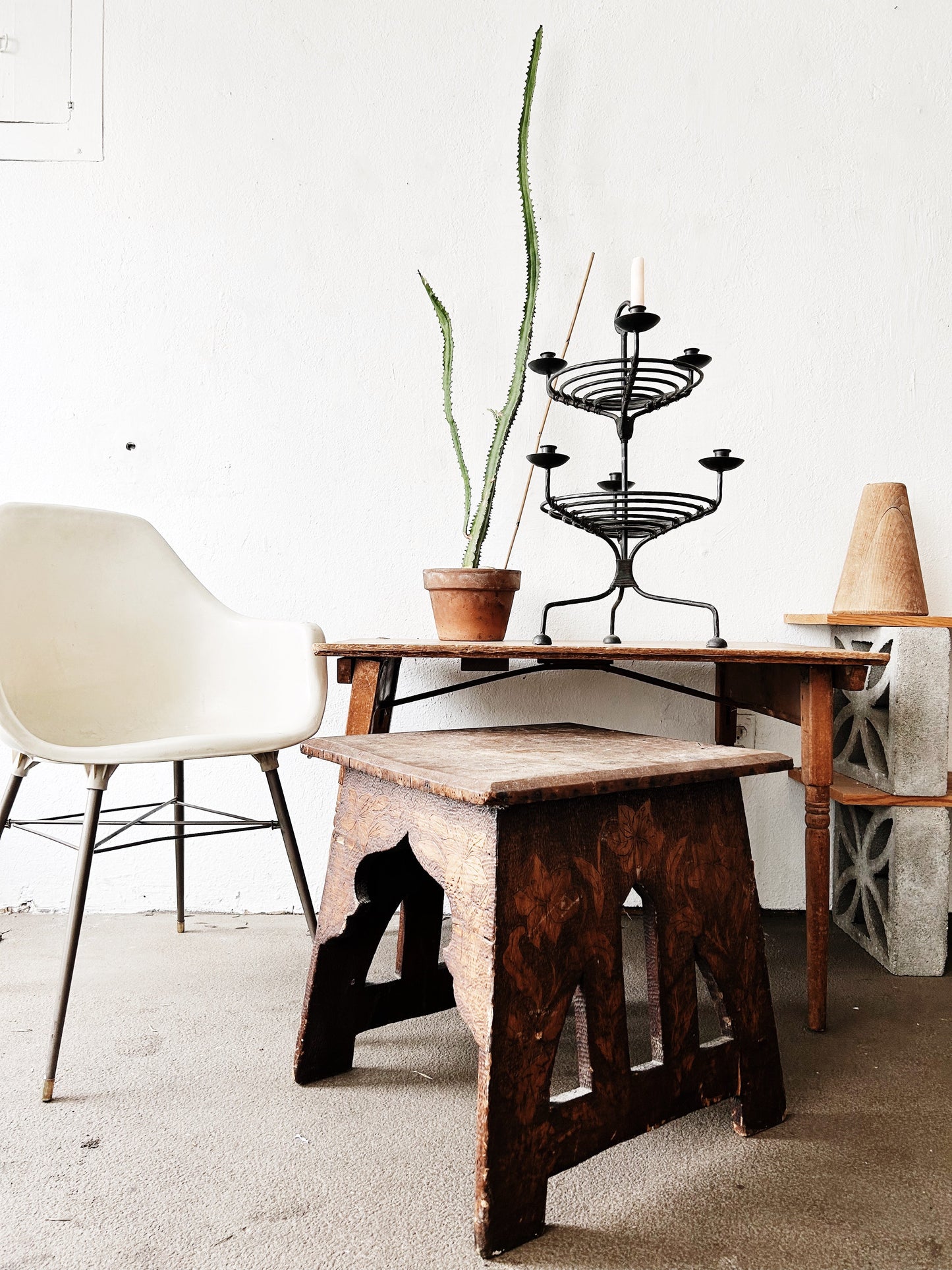 Vintage Eames Style Molded Plastic Chair