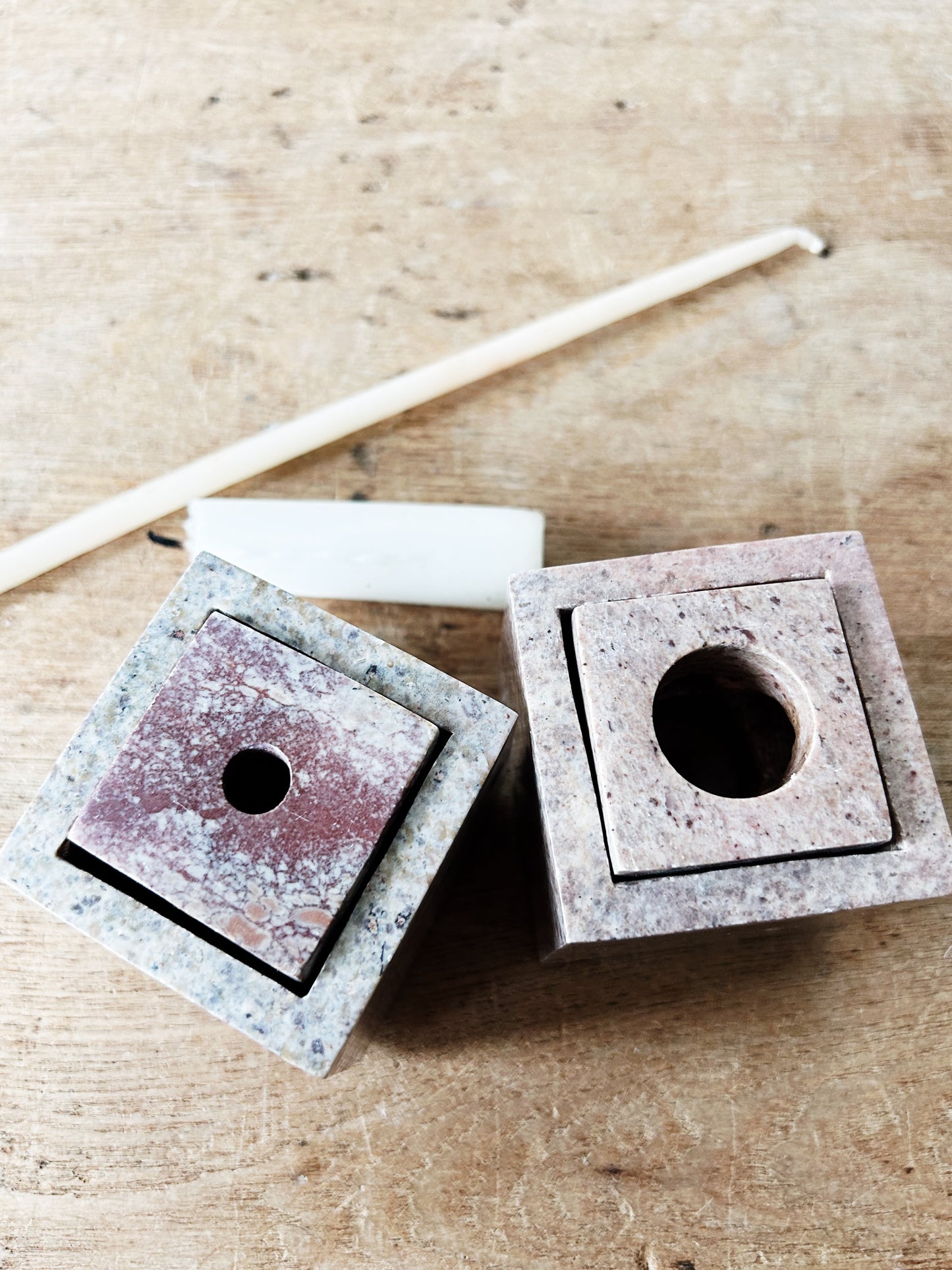 Vintage Marble Candle Holders