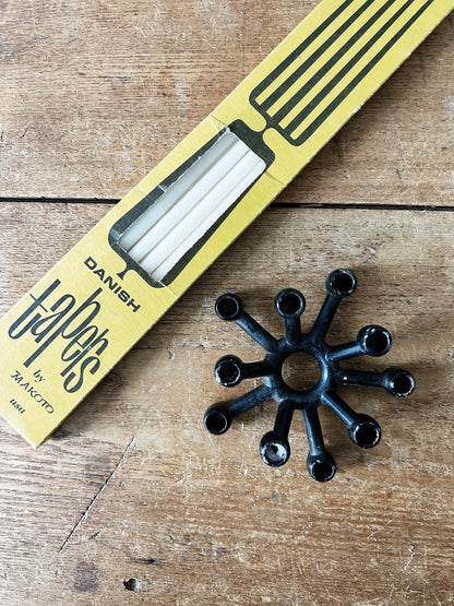 Vintage Danish Tapers with Metal Dansk Holder