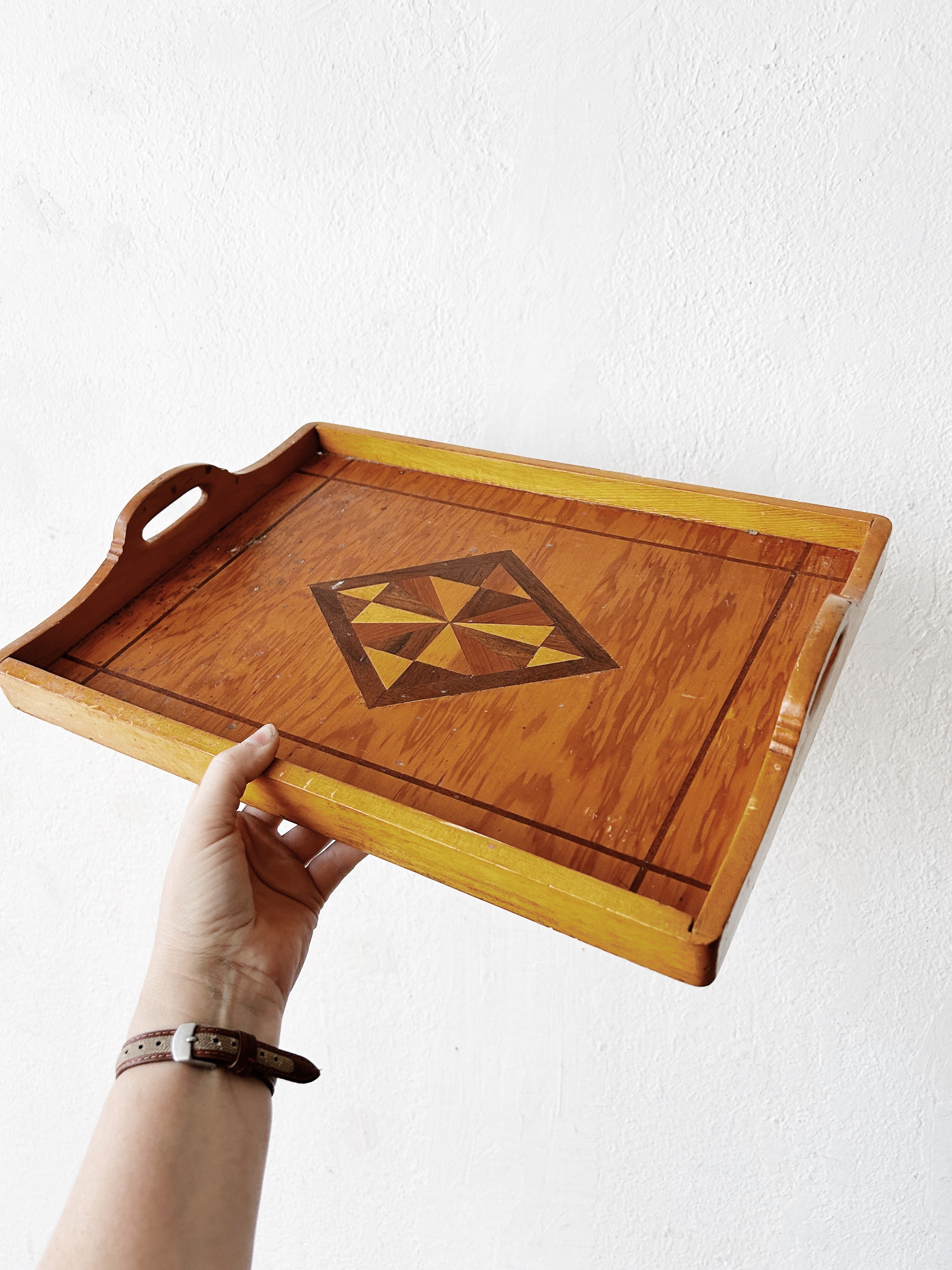 Vintage Wood Inlay Tray