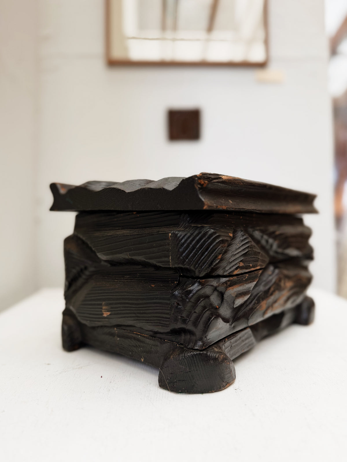 Shou Sugi Ban Carved Wood Box
