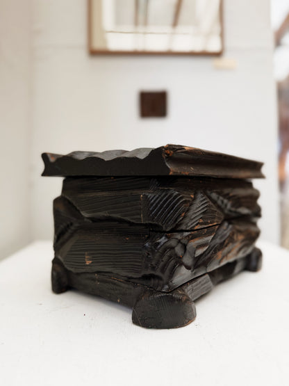 Shou Sugi Ban Carved Wood Box
