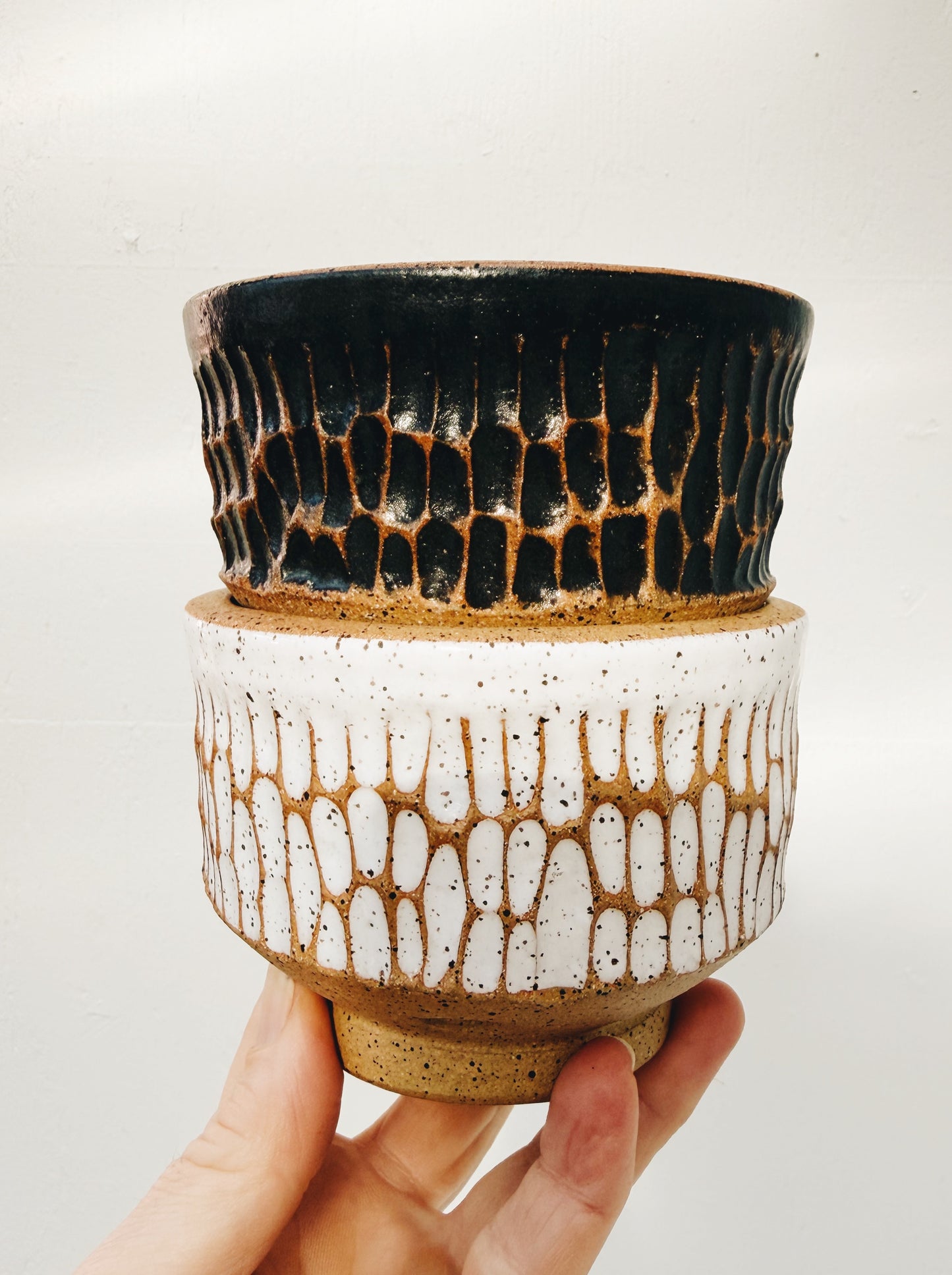 Pair Handmade Footed Bowls