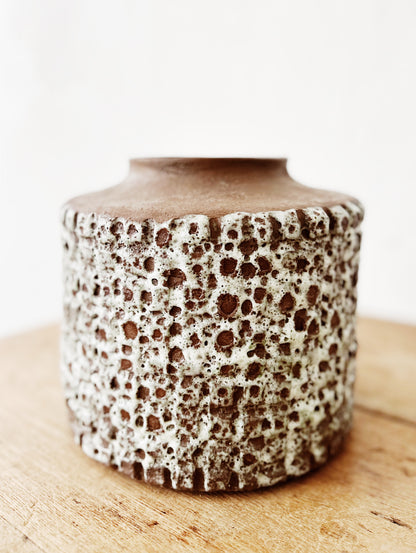 Large Handmade Lava Glazed Pottery Vessel
