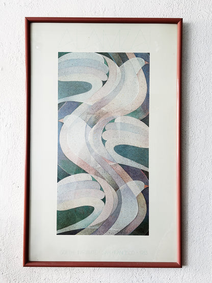 Vintage Framed ‘Three Doves’ Khwani Alamzai