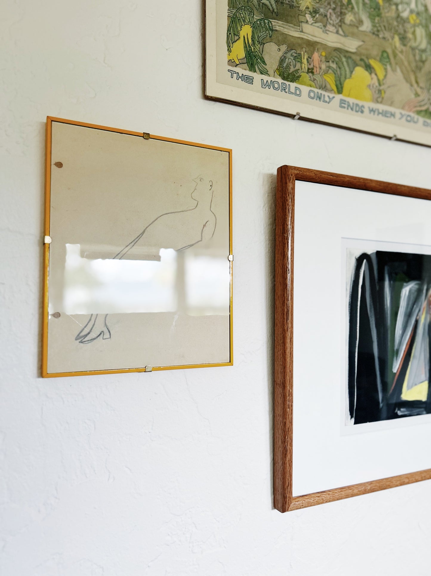 1930s Drawing Framed in Yellow
