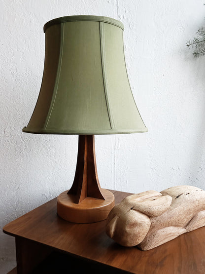 Vintage Handmade Wood Lamp with Shade