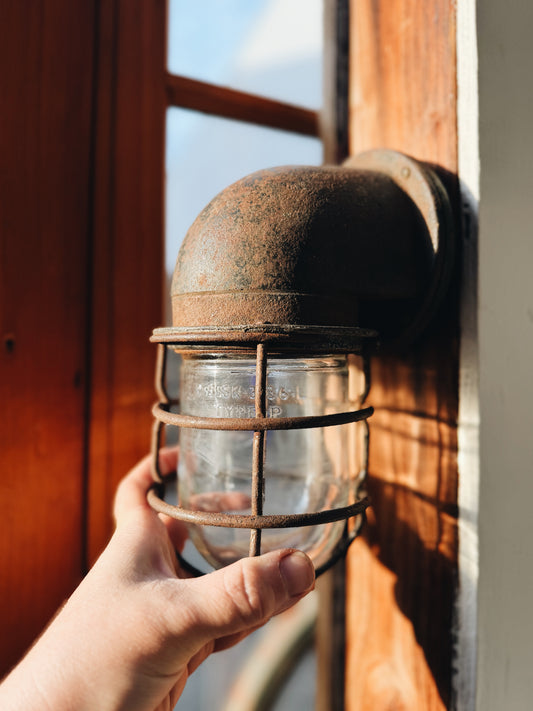 Vintage Cast Iron   Bulkhead Lamp