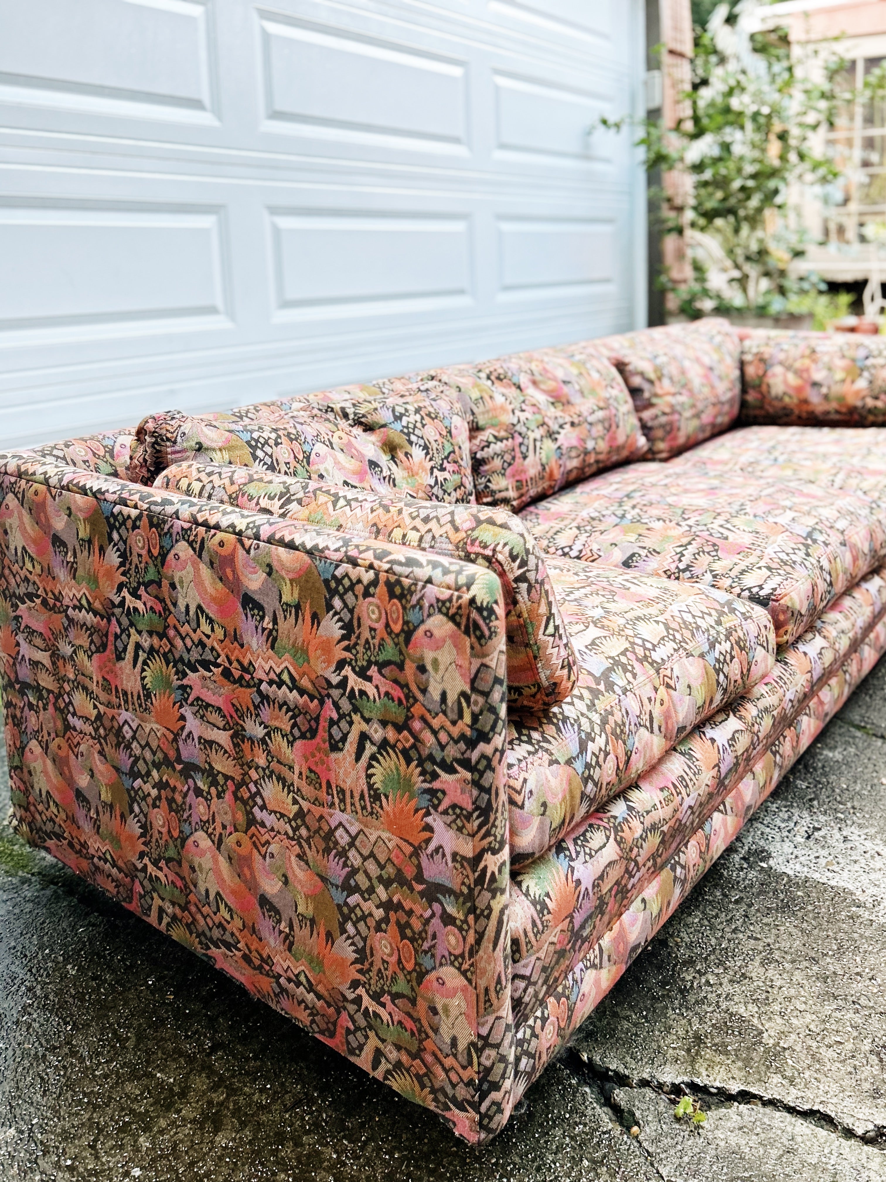 Vintage Custom Tapestry Couch on Wheels