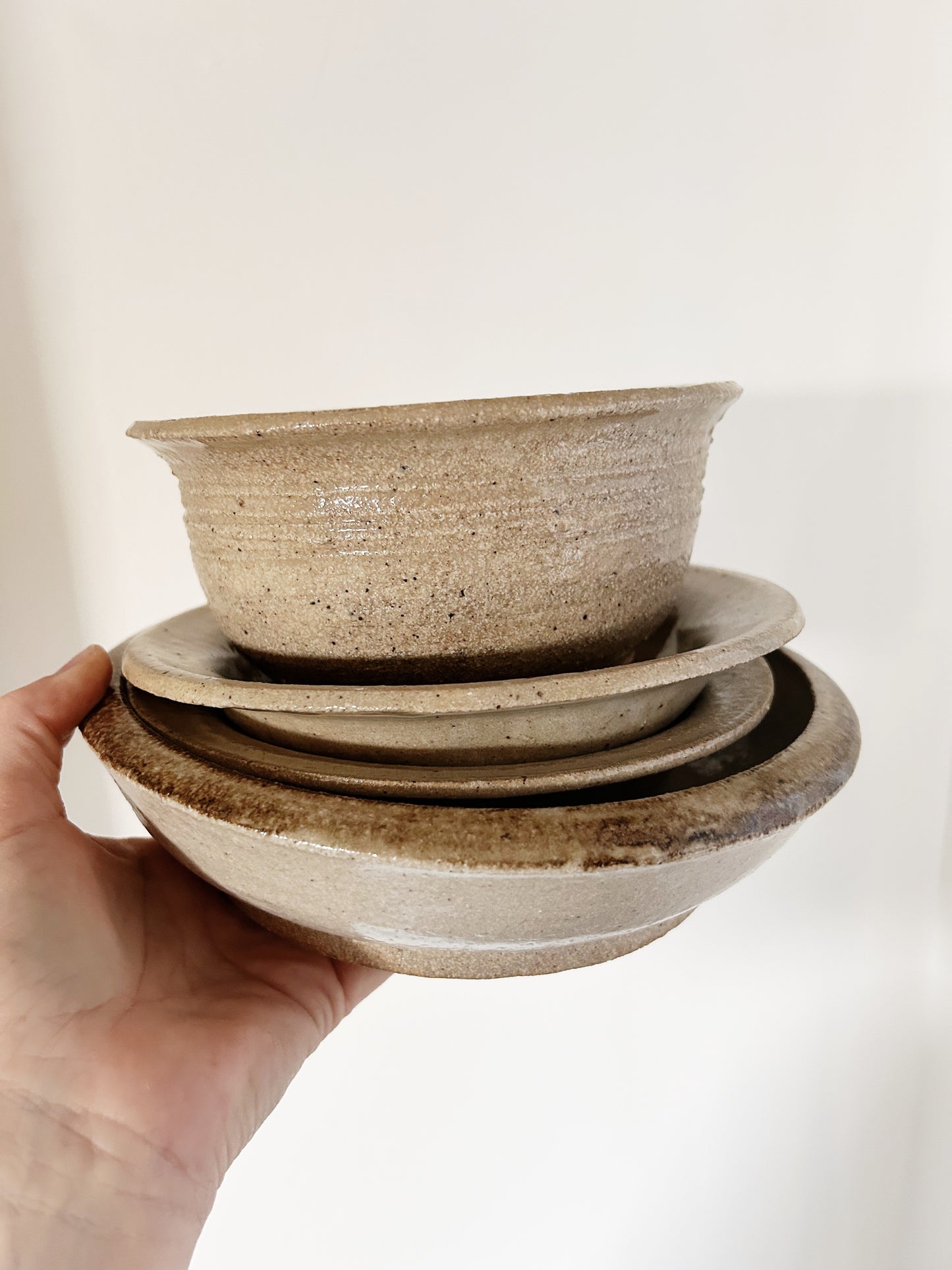 Vintage Handmade Pottery Dish Set of Five