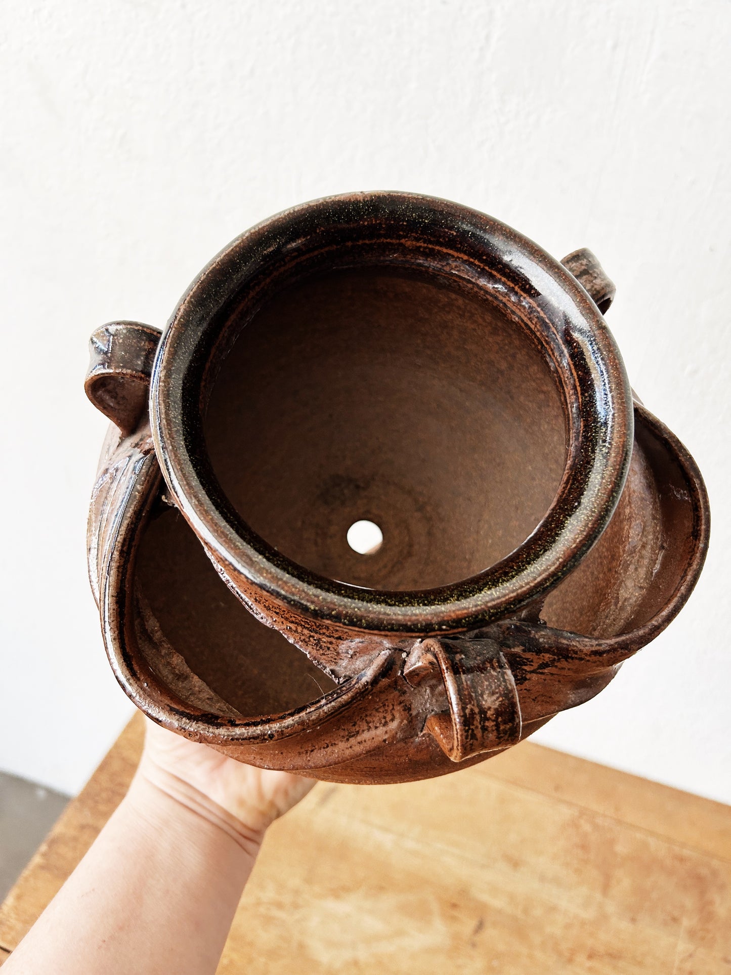 Vintage Hanging Stoneware Planter