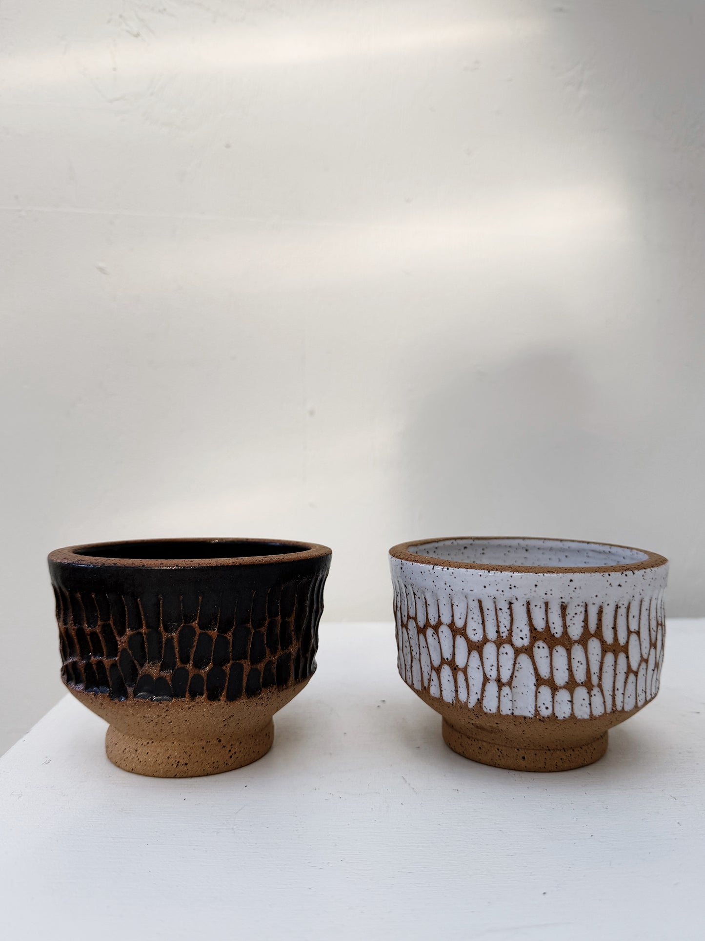 Pair Handmade Footed Bowls