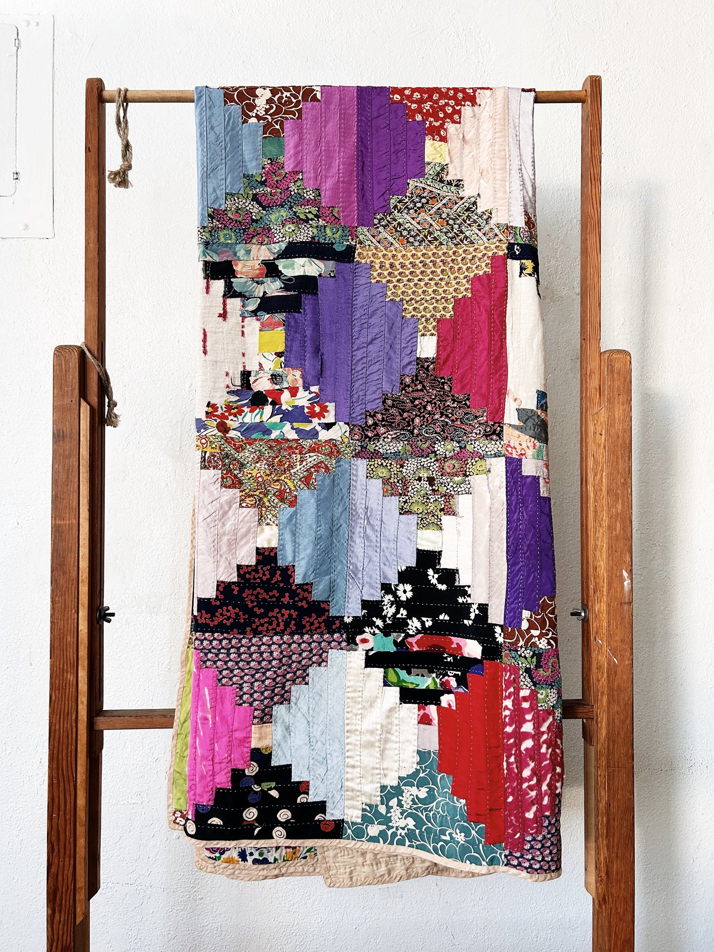 Vintage Silk Patchwork Quilt