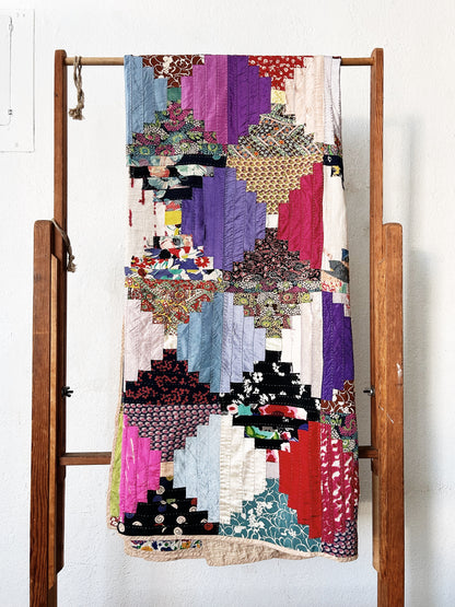 Vintage Silk Patchwork Quilt