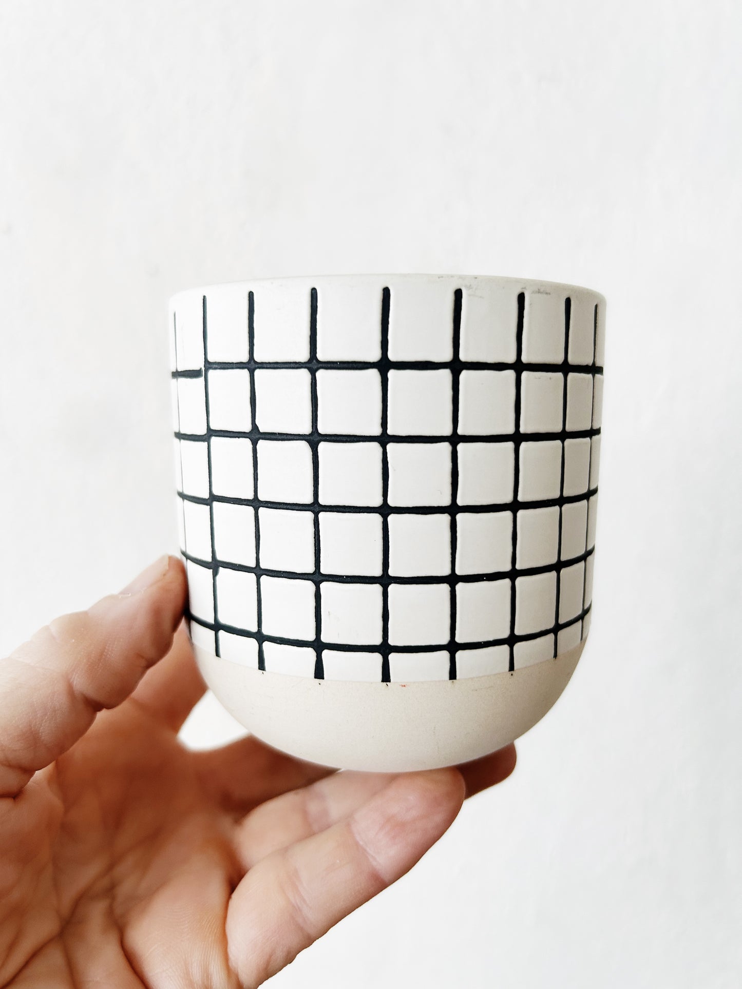 Modern Checkered Ceramic Vessel