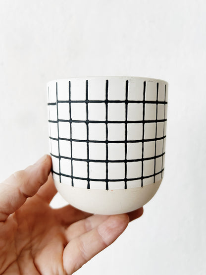 Modern Checkered Ceramic Vessel
