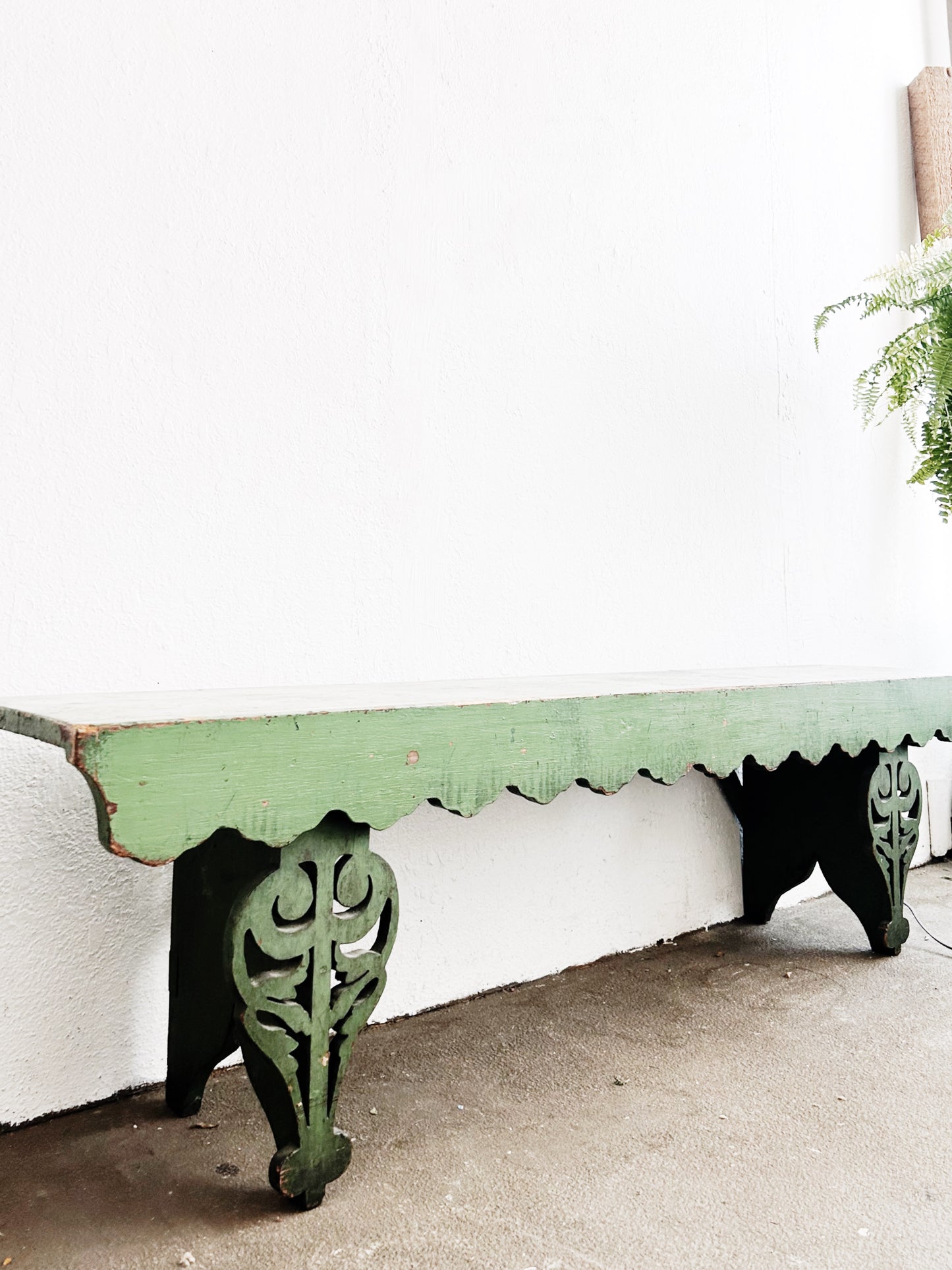Antique Long Painted Wood Bench