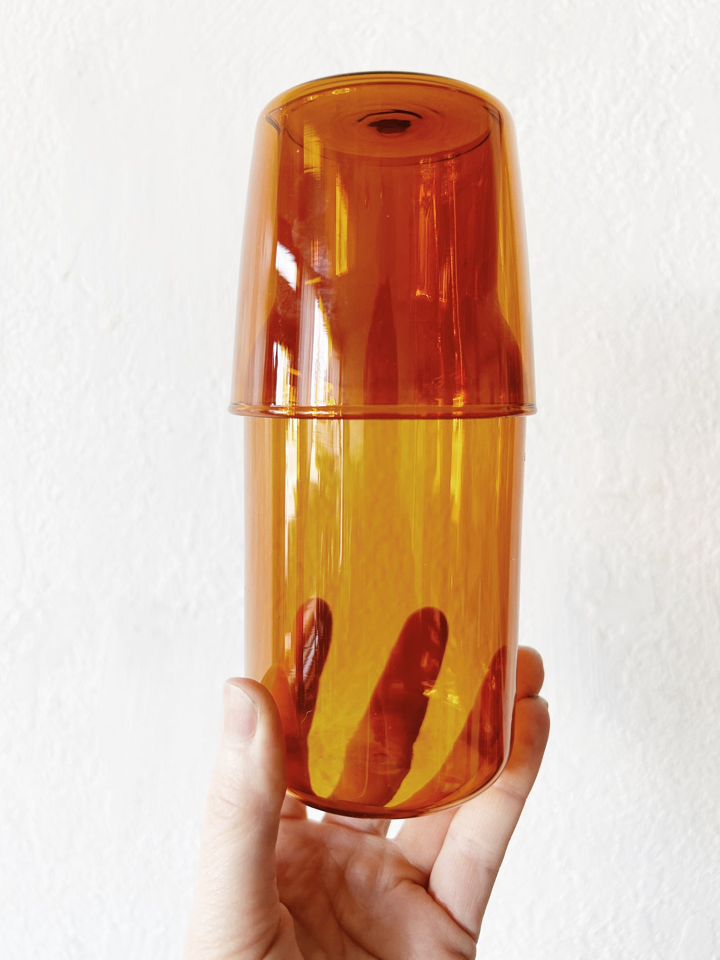 Amber Blown Glass Decanter and Cup