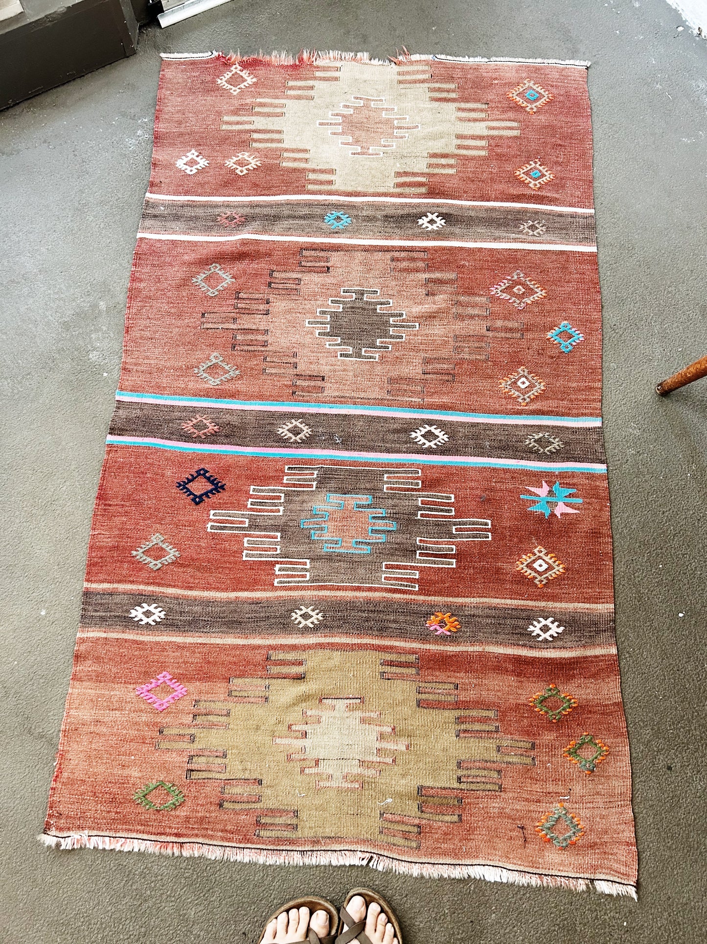 Vintage Flat Weave Wool Rug
