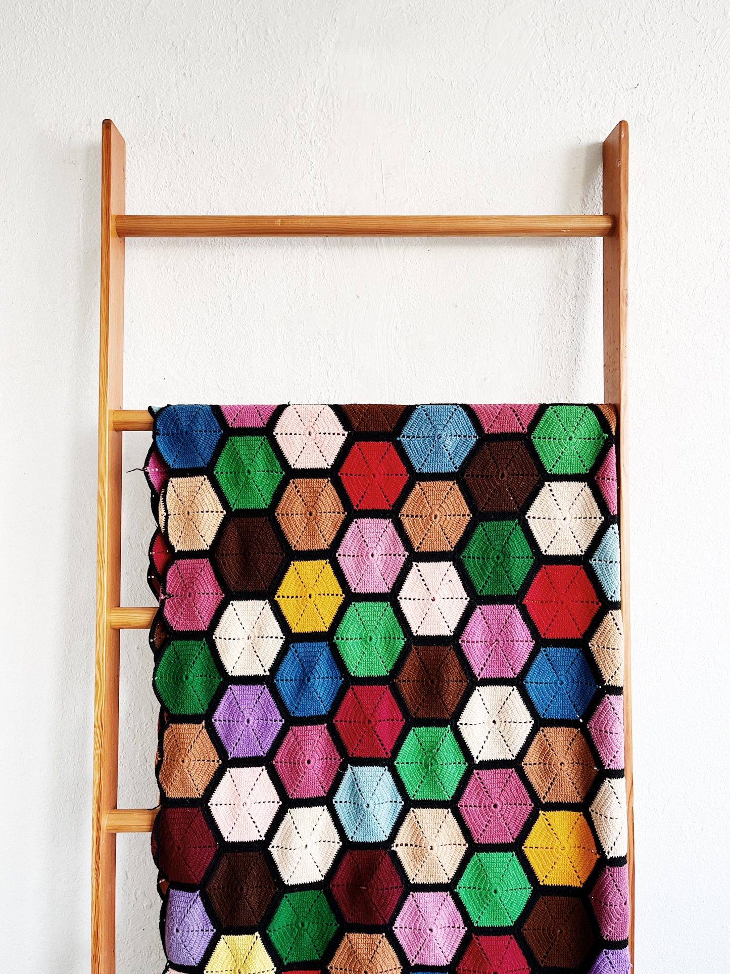 Colorful Vintage Crocheted Blanket
