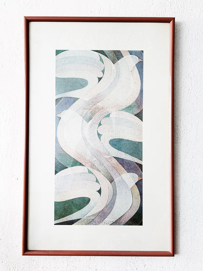 Vintage Framed ‘Three Doves’ Khwani Alamzai