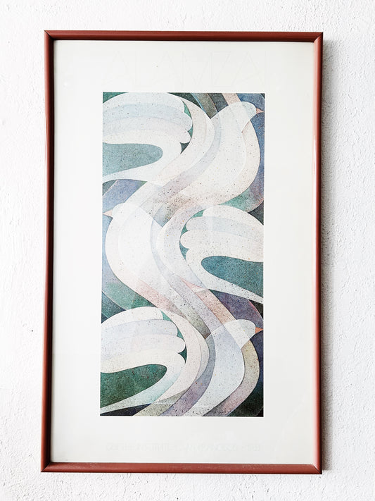 Vintage Framed ‘Three Doves’ Khwani Alamzai