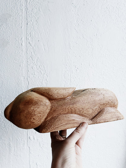 Folk Art Hand Carved Wood Rabbit