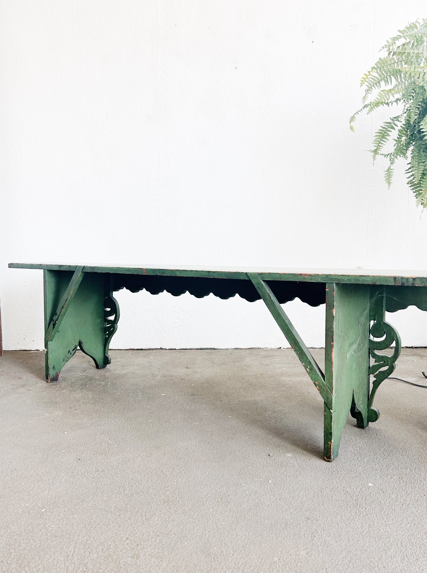 Antique Long Painted Wood Bench