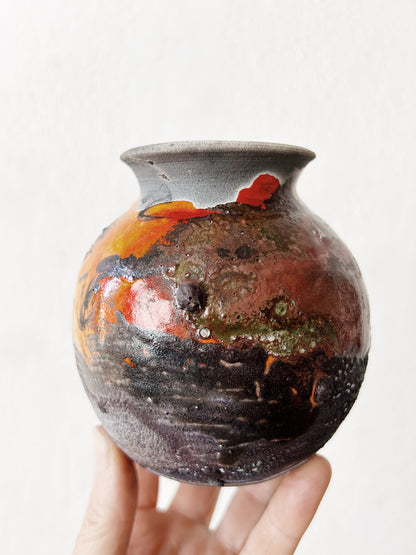 Raku Studio Pottery Vase