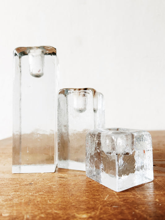Post Mod Blenko Handmade Cube Candle Holders