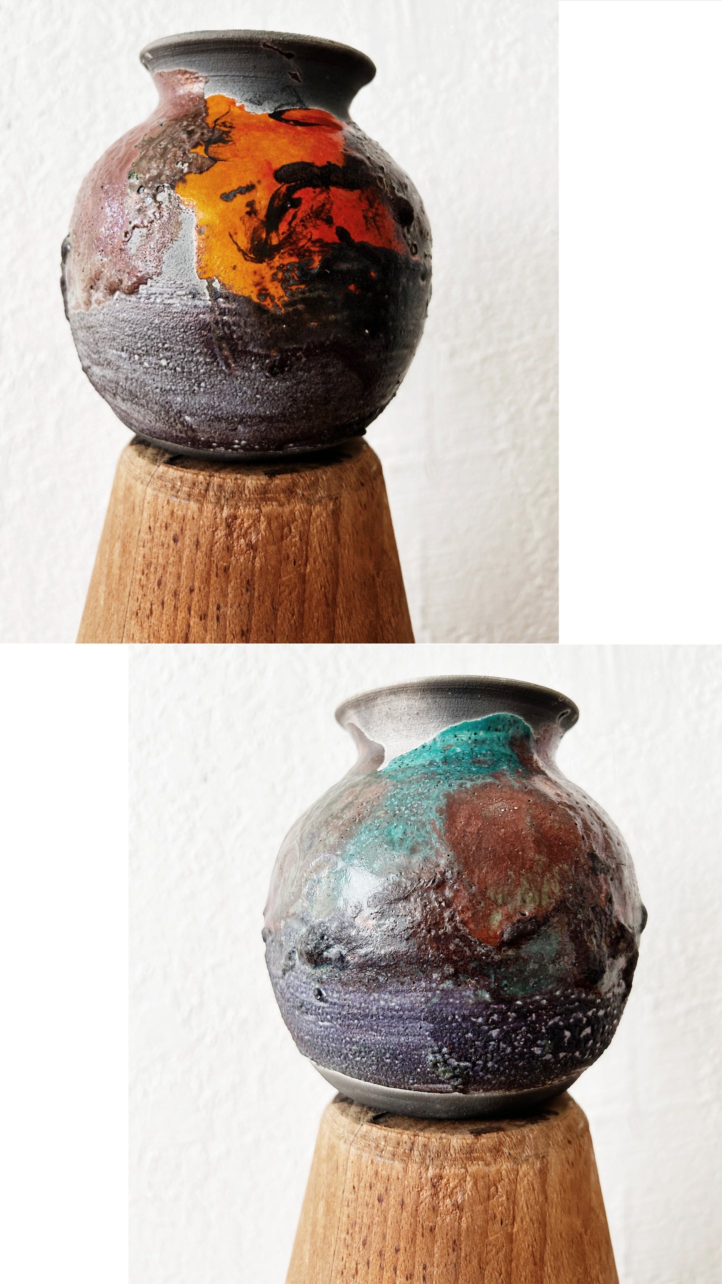 Raku Studio Pottery Vase