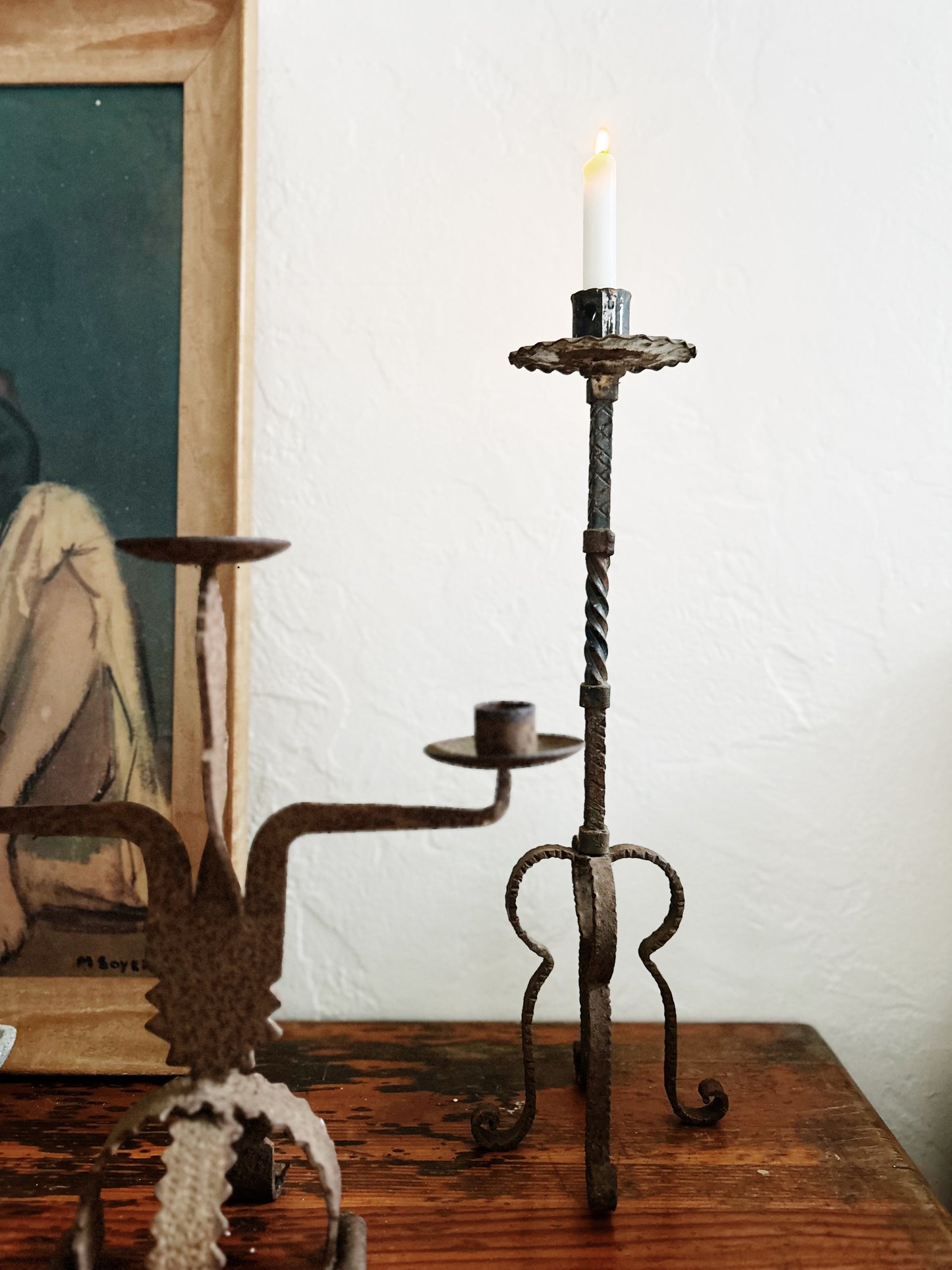 Brutalist Iron Candelabra