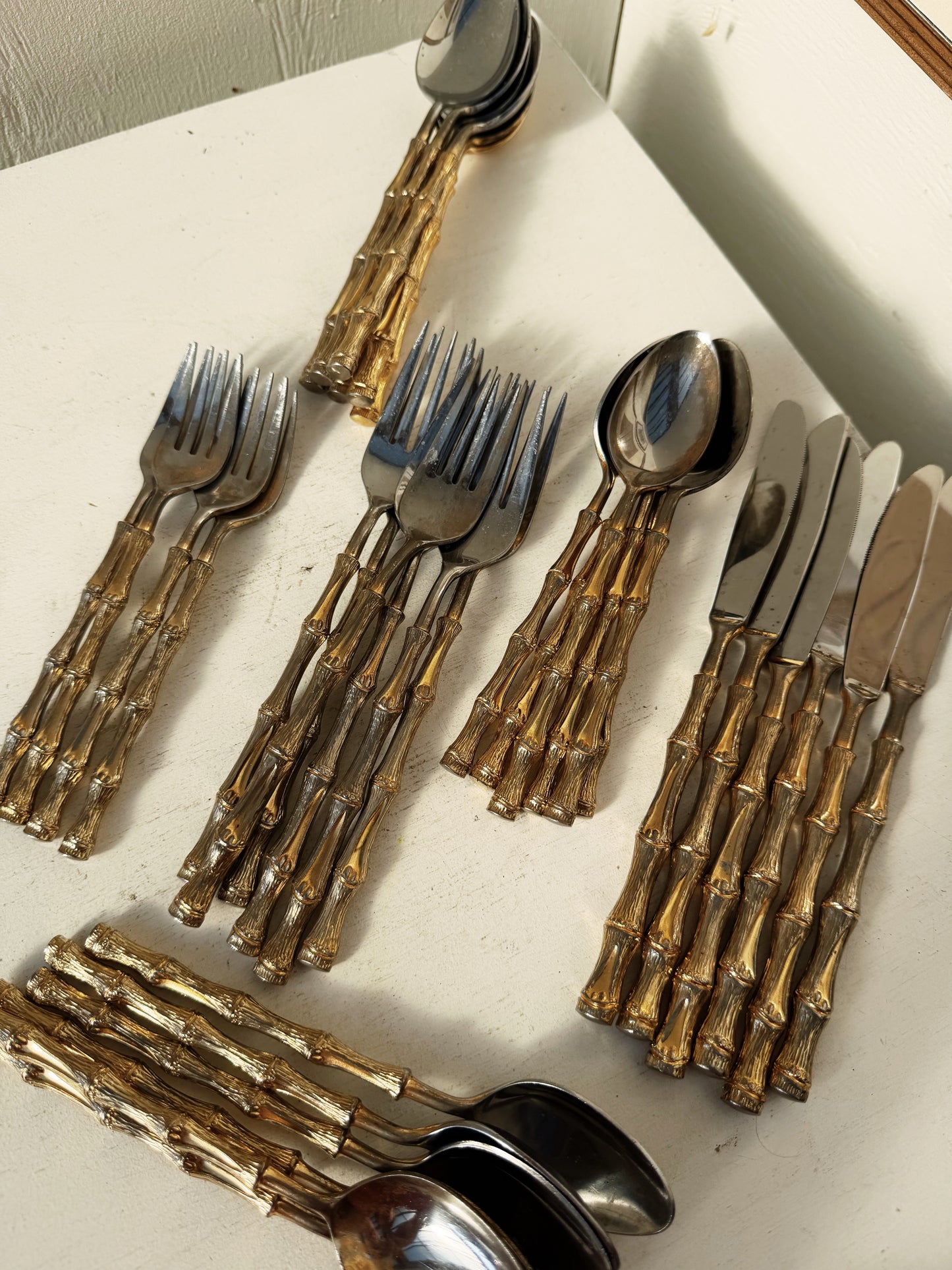 Oxford Hall Gold Bamboo Flatware Set