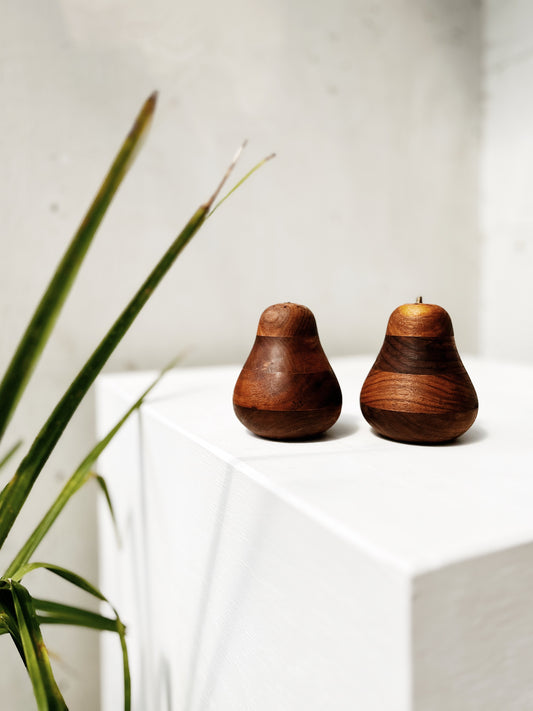 Vintage Pear Shaped Wood Shakers