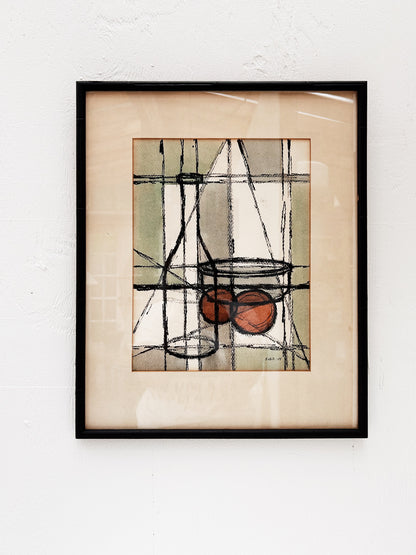 Vintage Original Hand Colored Abstract Still Life